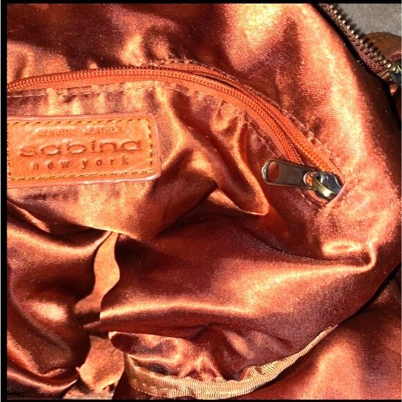 Sabina New York Genuine Leather Tan Crossbody Bag - Picture 5 of 14